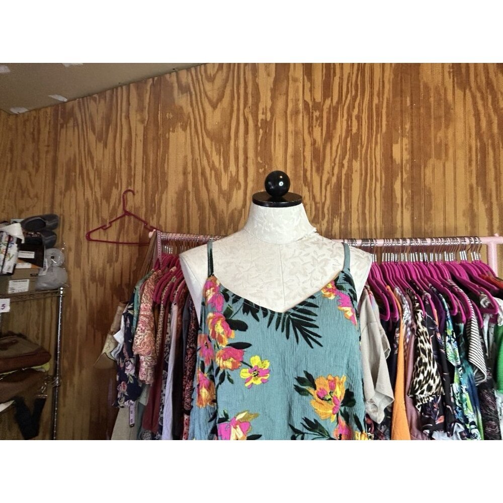 Torrid Sophie Crinkle Gauze Swing Cami‎ Neon Palm Floral Sleeveless Size 00 (L) - Picture 4 of 9